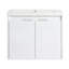 Meuble-lavabo de 36 po avec lavabo en résine, 2 portes à fermeture douce et 1 armoire latérale, conception à fixation flottante, blanc brillant, contreplaqué