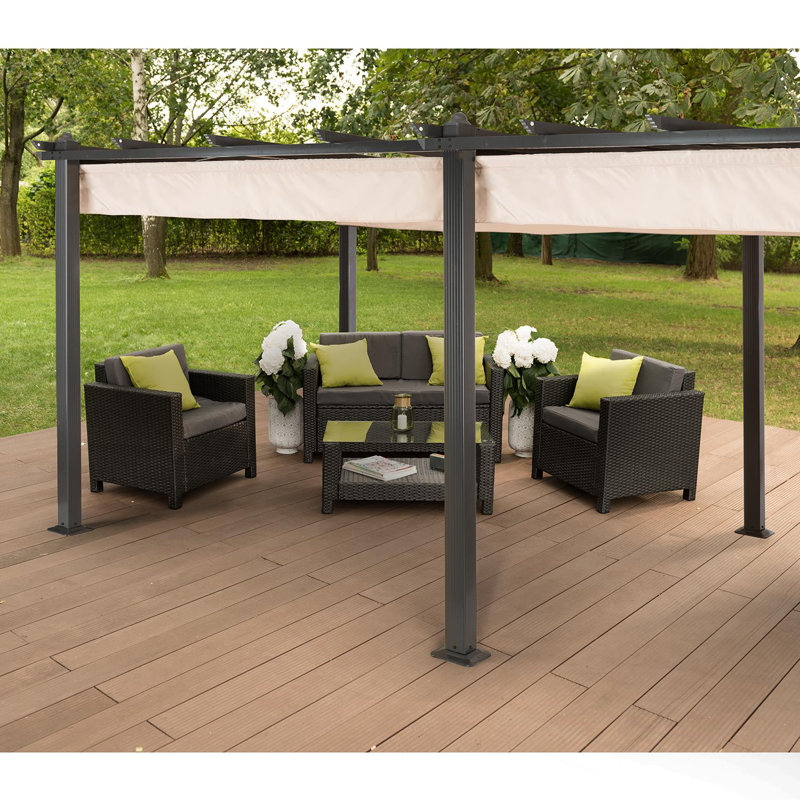 3m x 6m Metal Pergola, Beige