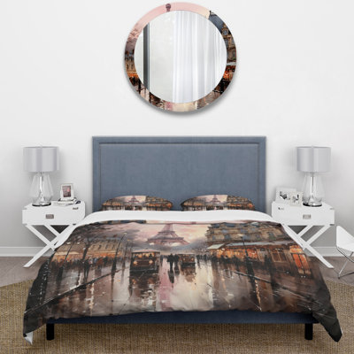 Cities & Countries Comforter Set 4 Pcs - Pink Twilight Rendezvous In Paris I Comforter Bedding Set