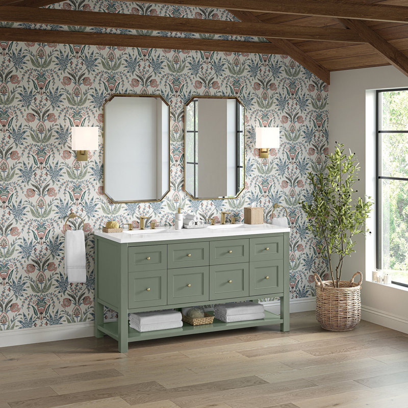 Breckenridge 59.88'' W Double Bathroom Vanity Base, Smokey Celadon