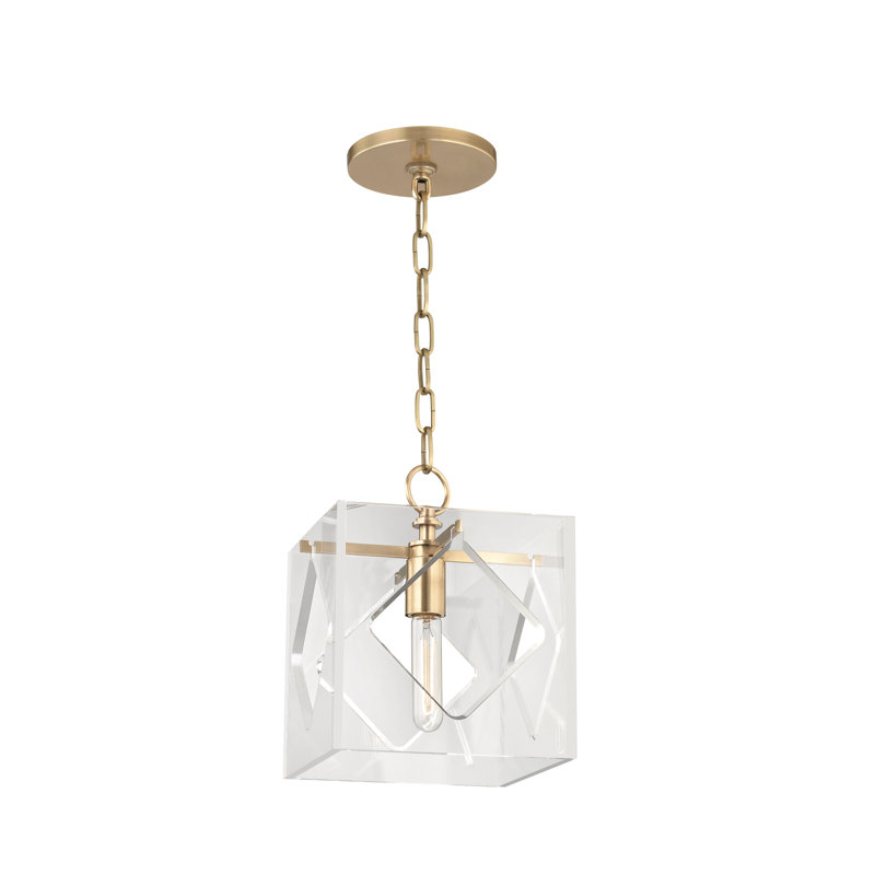 Luminaire suspendu rectangulaire 1 lumières lanterne Frome, Laiton vieilli