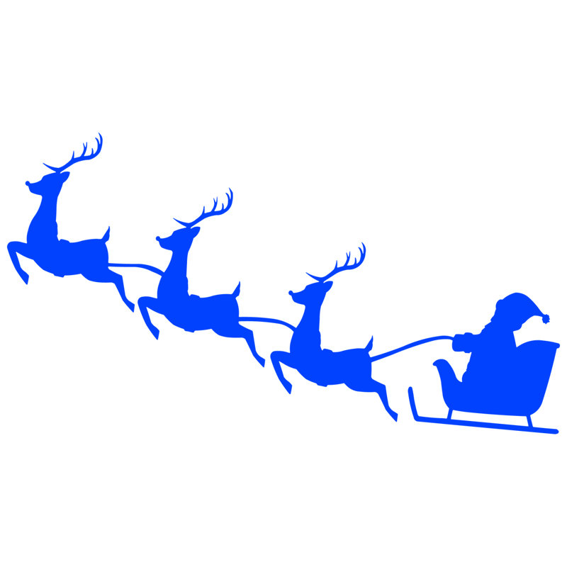Décalcomanie murale noël renne père noël, H 12 po x l 22 po, Bleu
