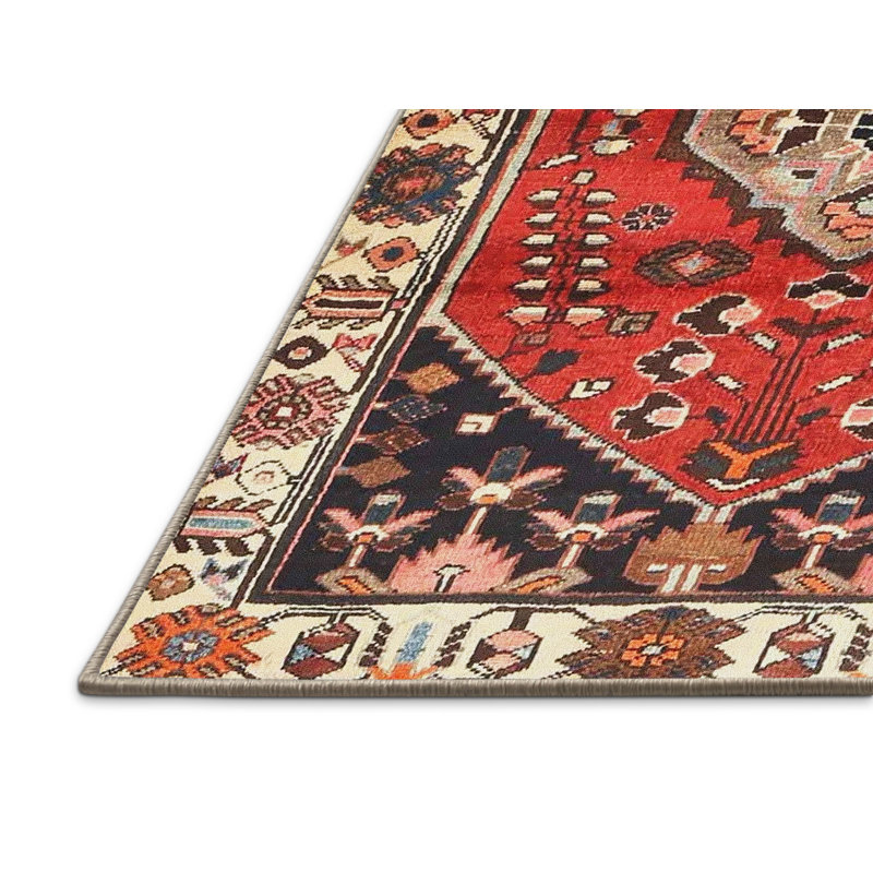 Tapis oriental rouge / brun / crème, Rectangle 5 pi x 7 pi