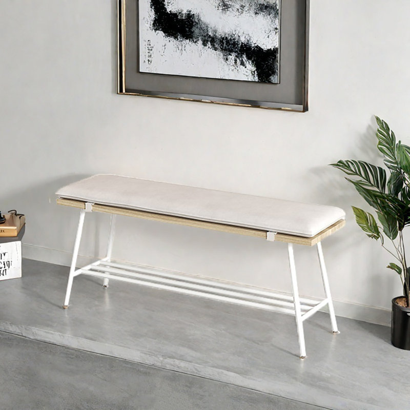 Banc de rangement pour chaussures 39,4 po, Blanc / bois naturel