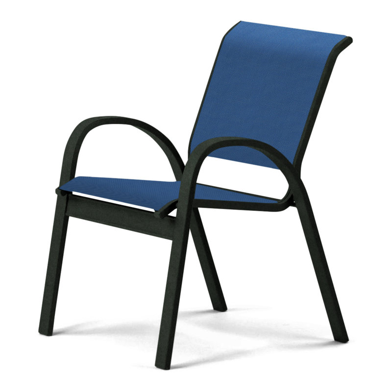 Aruba 1 Outdoor Dining Armchair, Cobalt 35D Sunbrella®, Textured Graphite