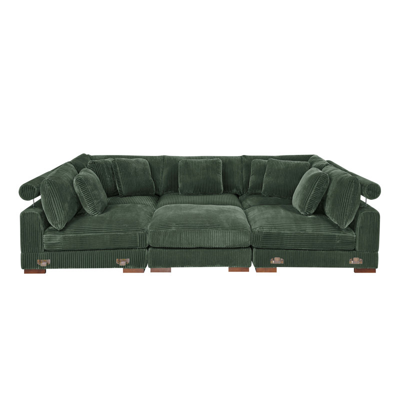 Barcombe Modular Corduroy Sectional, Dark Green Corduroy