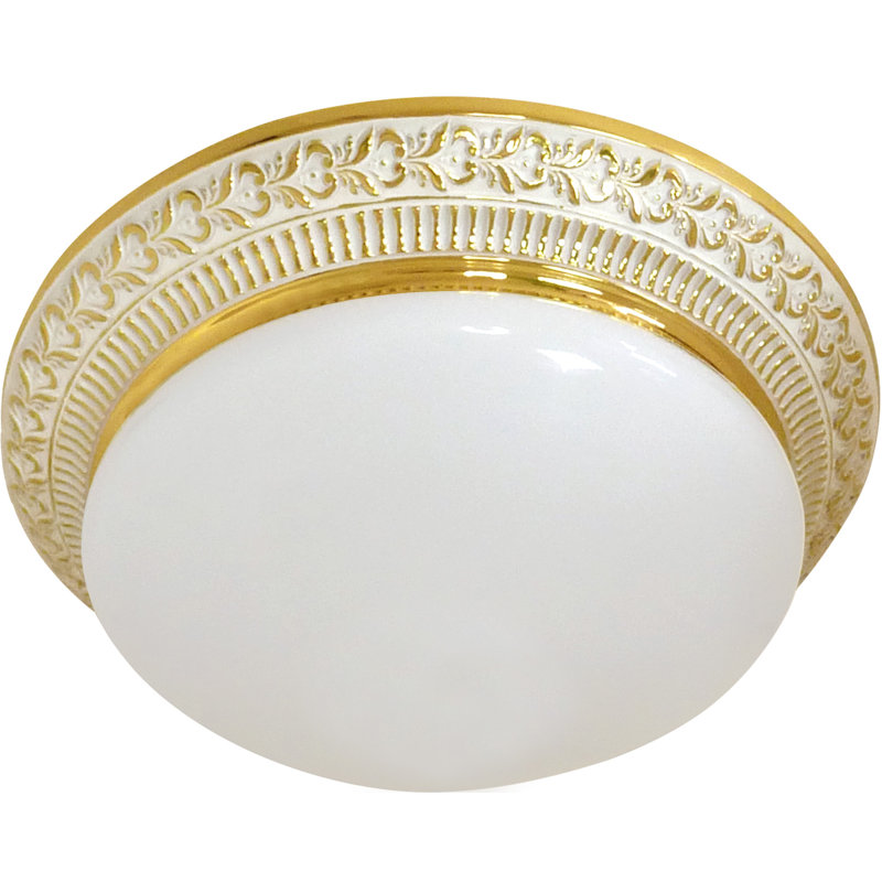 Fosdick Glass LED Semi Flush Mount, White Patina Gold