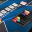 Table de poker bleue et noire en bois manufacturé ovale-117598247