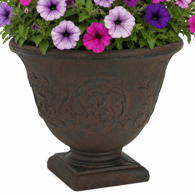 Pot de fleurs d'extérieur rond en polyrésine de 16 po x 16 po x 13 po Darcy