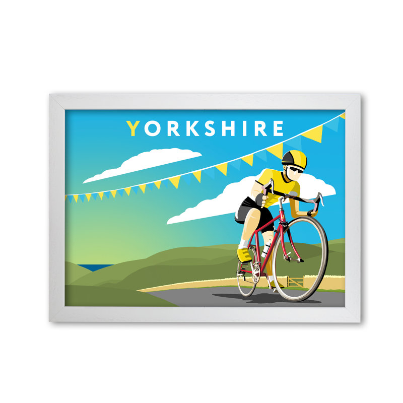 Yorkshire Cycling by Richard O'Neill - Print, 42cm H x 59.4cm W x 3cm D, White Framed