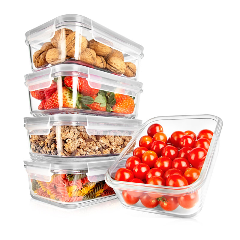 30oz. Glass Food Storage Container, Gray