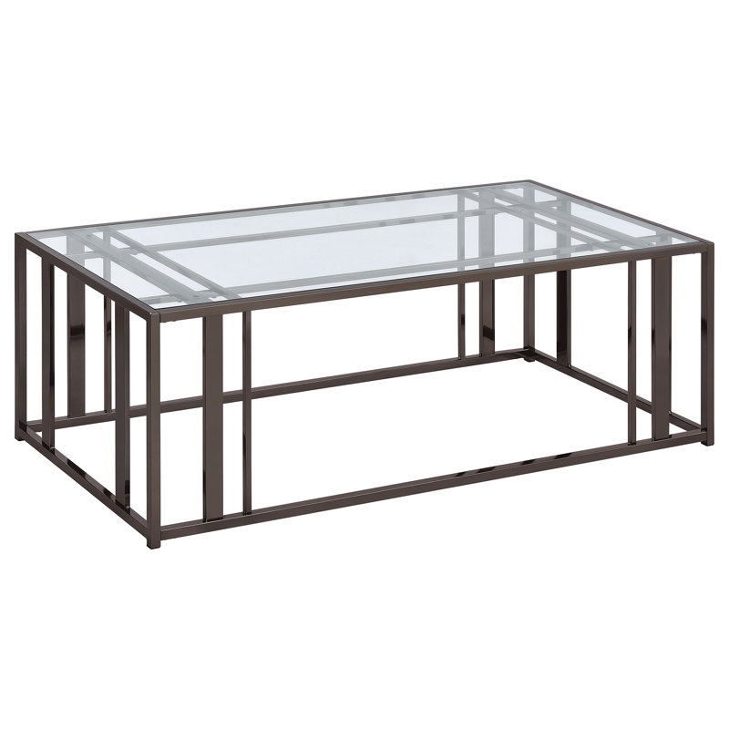 Phillps Glass Top Coffee Table, Black Nickel
