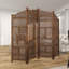 Paravent en bois pliable à 4 panneaux avec motifs sculptés complexes
