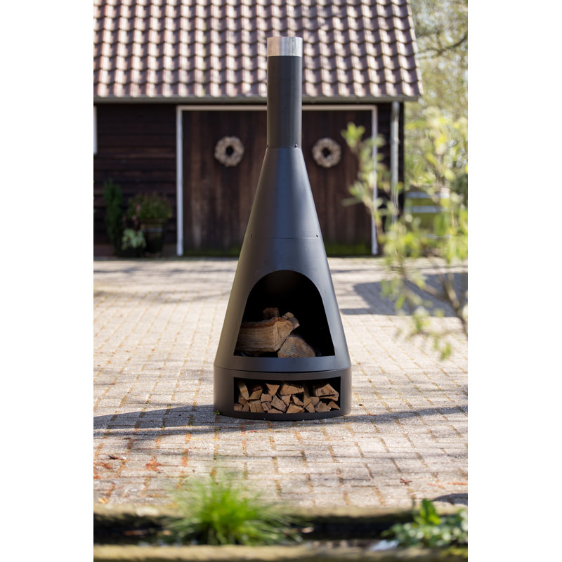 Kingston Cylinder Clay Wood Burning Smokeless Chimnea, 162 cm H x 55 cm W