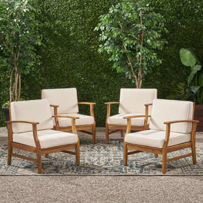 Chaise d'extérieur en bois avec coussins Tavares