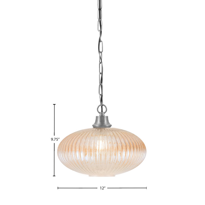 Luminaire suspendu Troy suspendu au fini graphite avec microbilles de verre ambré 12 po