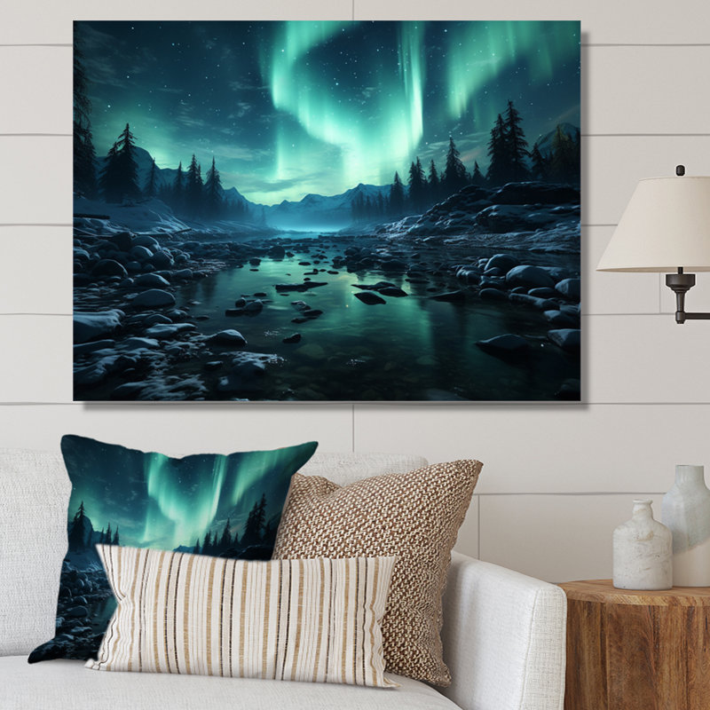 Aurore boréale «Natures Light», reproduction sur toile, H 16 po x l 32 po x P 1 po, Toile tendue