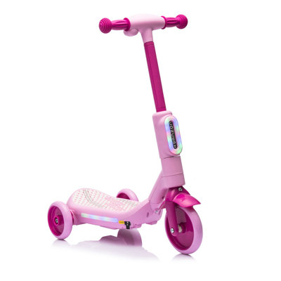 2in1 Kids Ride On Three-Wheel Balance Electric Scooter,Toy for kids,Tail Color Lights W/Spray,Wider Pedal,PU Wheels For Effective Floor Protection,Ind