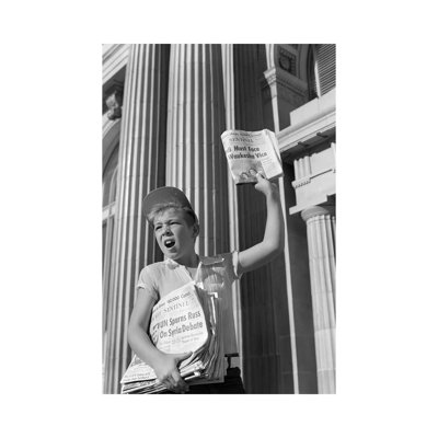 1960s Paperboy Hawking Selling Newspaper by Vintage Images - Wrapped Canvas Print