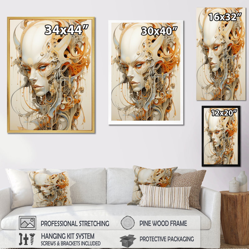 Mythical Alien Creature II, reproduction d'art sur toile, Cadre flottant doré, H 20 po x l 12 po x P 1 po