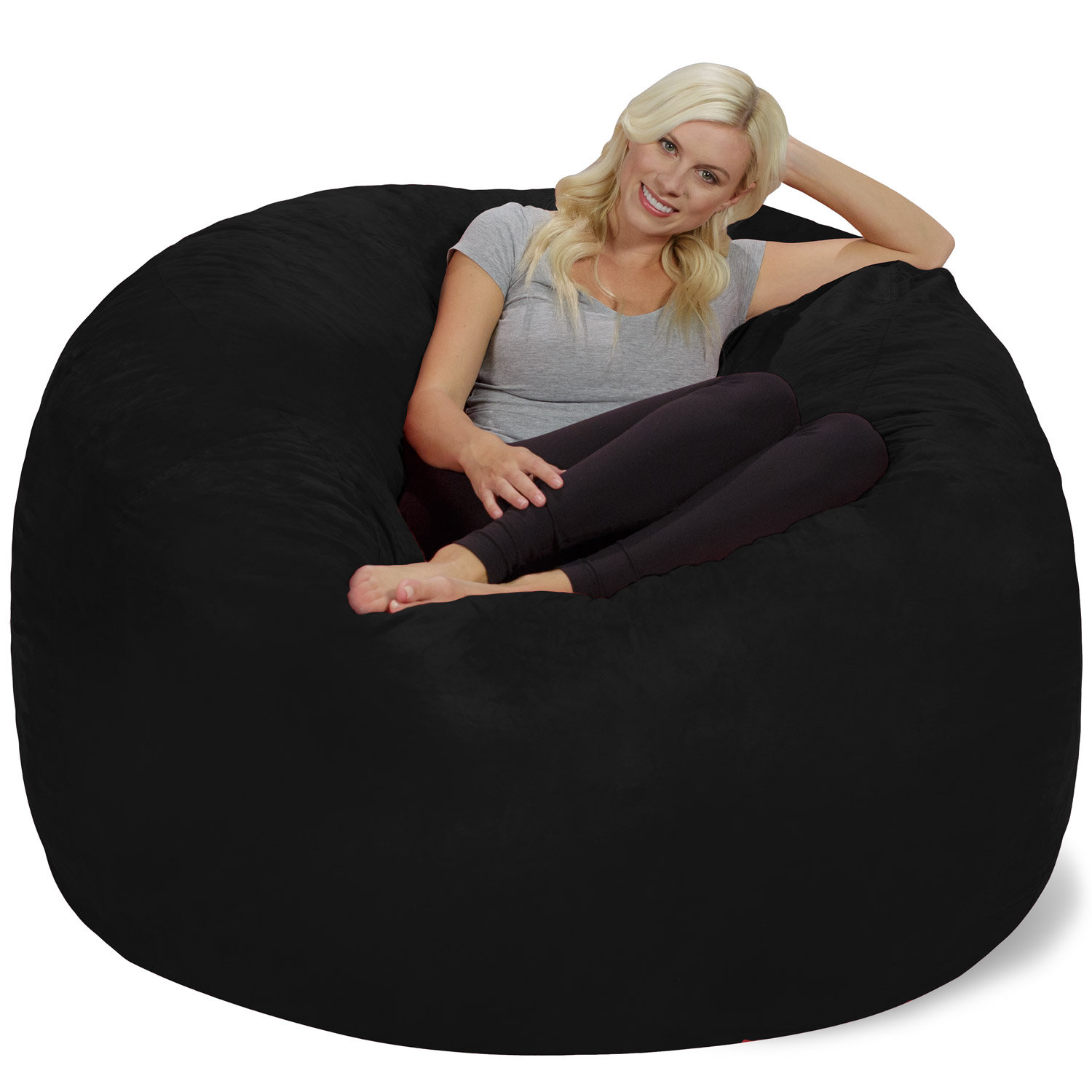 Symple Stuff Bean Bag Chair 6 Ft Shredded Memory Foam Filled Round