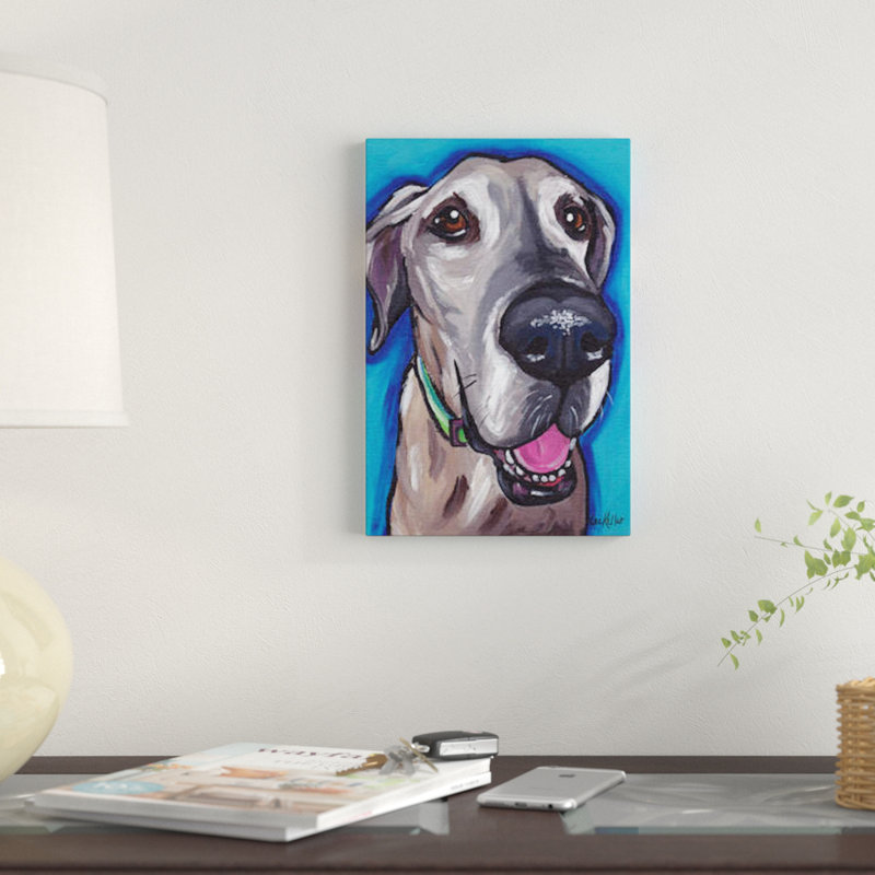 «Beau the Great Dane» par Hippie Hound Studios - impression sur toile tendue, H 12 po x l 8 po x P 0,75 po, Toile tendue