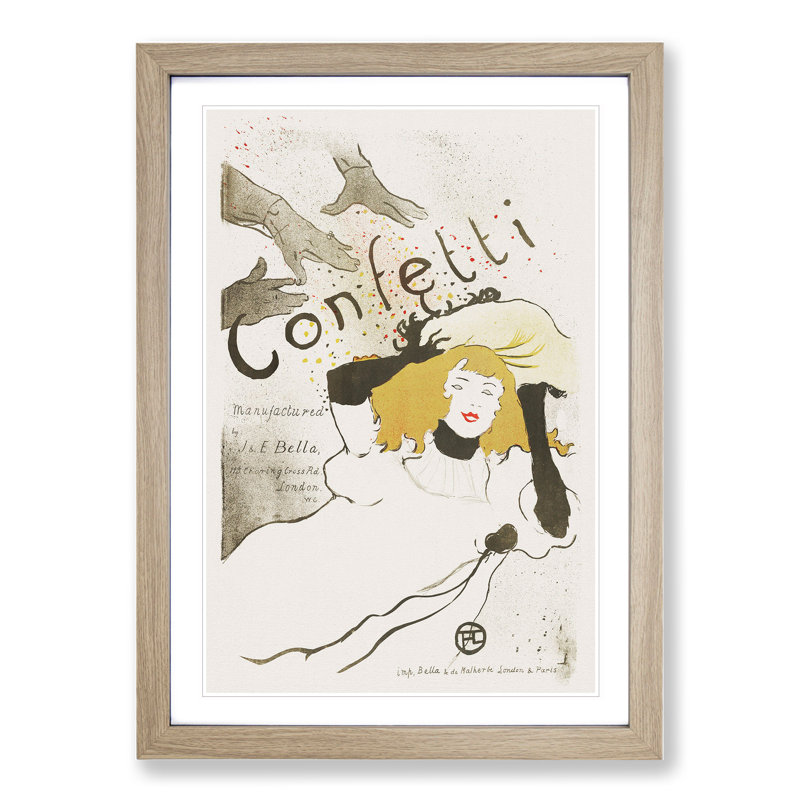 Confetti by Henri de Toulouse-Lautrec - Picture Frame Graphic Art, Oak Framed, 48cm H x 36cm W x 2cm D