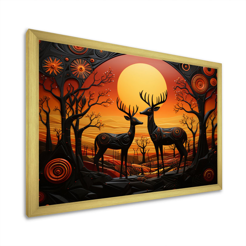 Cerf vibrant d'Afrique II sur toile, H 24 po x l 32 po x P 1 po, Encadrement doré