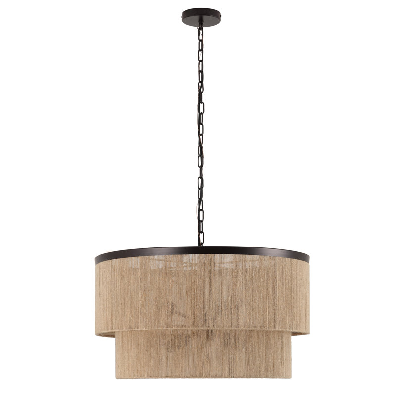 24" 6-Light Dimmable Drum Chandelier