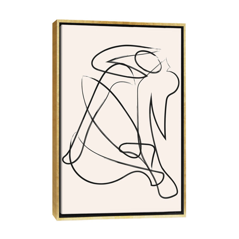 « Déconstruit silhouette Natural » par Mambo art studio-impression, H 60 po x l 40po x P 1,5 po, Toile encadrée d'or