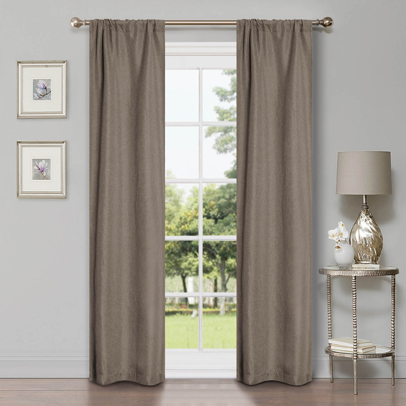 Modern Linen Inspired Classic Solid 100% Polyester Room Darkening Curtain Panel, Coriander, Rod Pocket  26" W x 84" L