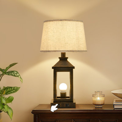 20.5in Black Gold Farmhouse Bedside Table Lamp, Suitable For Living Rooms, 3-Way Dimmable Touch Modern Bedside Table With 2 Lights For Bedrooms, Homes, Offices (Including Light Bulbs)