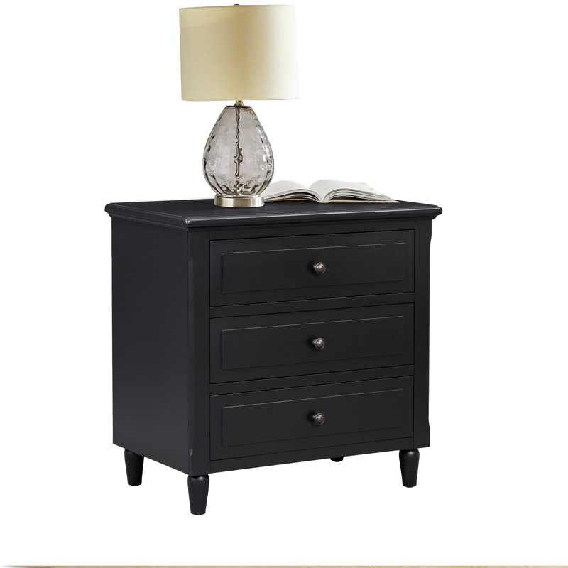 Albers Traditional 3 - Drawer Nightstand, Black