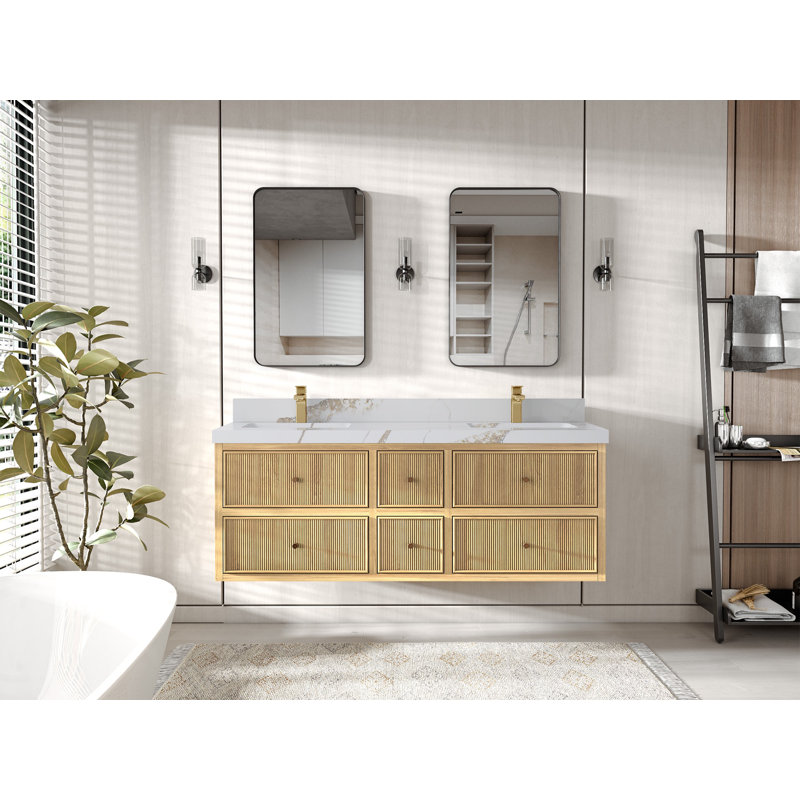 Ensemble de meuble-lavabo simple 60 po Sonoma, Or Calacatta