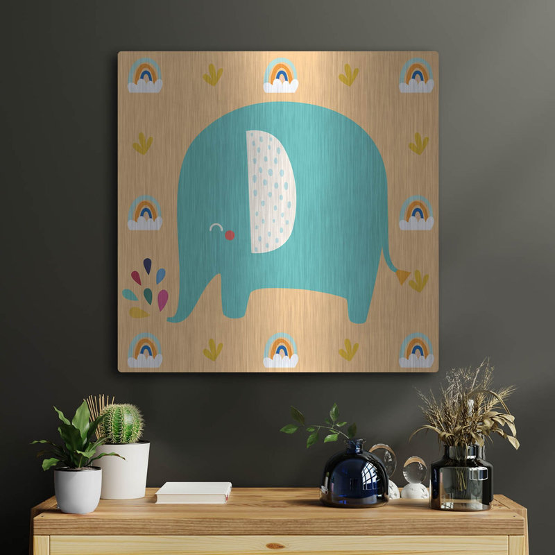 «Cute Elephant» par Luxe Portfolio, art mural en métal, H 24 po x l 24 po