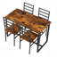 Ensemble de 5 pièces de mobilier de salle à manger moderne en métal et en bois pour 4 personnes, chaises de table de salle à manger