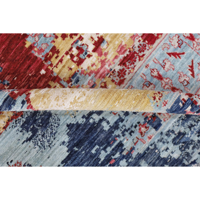 Hand Knotted Wool Area Rug in Multi