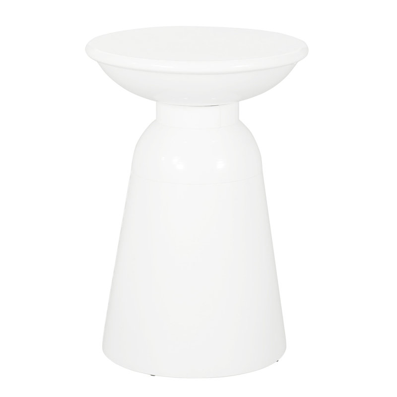 Grande table d'appoint d'extérieur en métal avec bordure moderne, fer blanc, 15,44 po x 15,44 po x 20,71 po, sans assemblage - grande, conception, blanc, 15 x 15 x 20,71