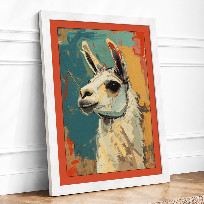 Serene Llama Modern - Framed Print, A1 - 84.1 x 59.4 cm, White