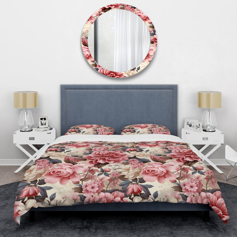 Literie rétro avec motif victorien III, Housse de couette simple + 1 taie décorative stan