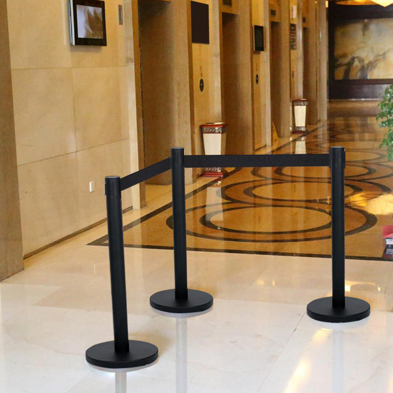 92cm H x 200cm W Black Metal Stanchion, Black