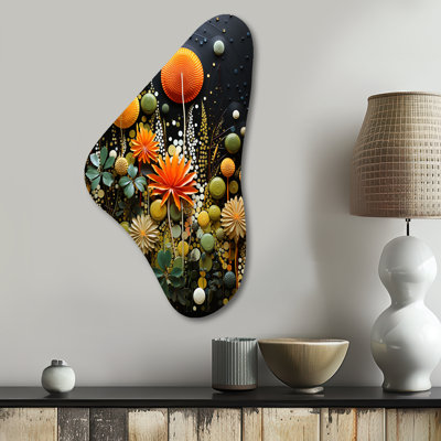 «Orange Mid Century Natures Harmony II», art mural abstrait en métal de style Mid-Century abstrait, reproduction de sculpture murale en métal de forme irrégulière