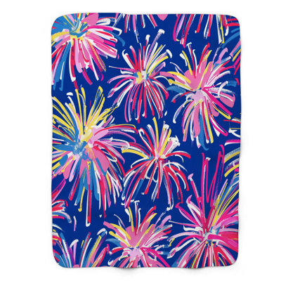 Bright Fireworks - Couverture sherpa de qualité supérieure 1 pièce