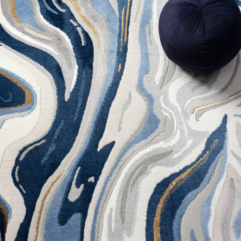 Elzenia Abstract Indoor Rug, Rectangle 4' x 6'
