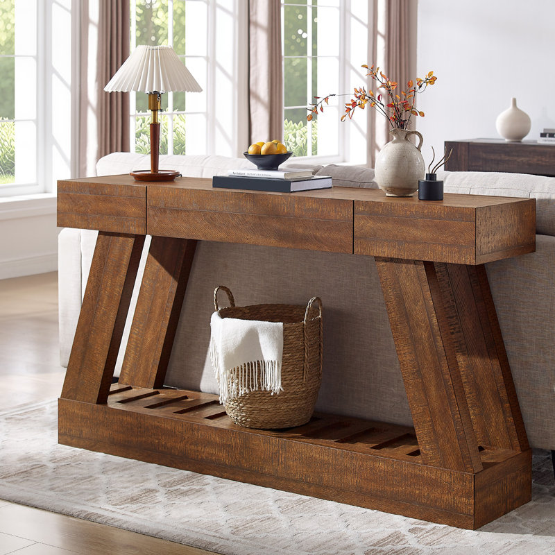 Console de style campagnard 60 po avec tiroirs pour le couloir du salon comme table d'entrée et table de canapé