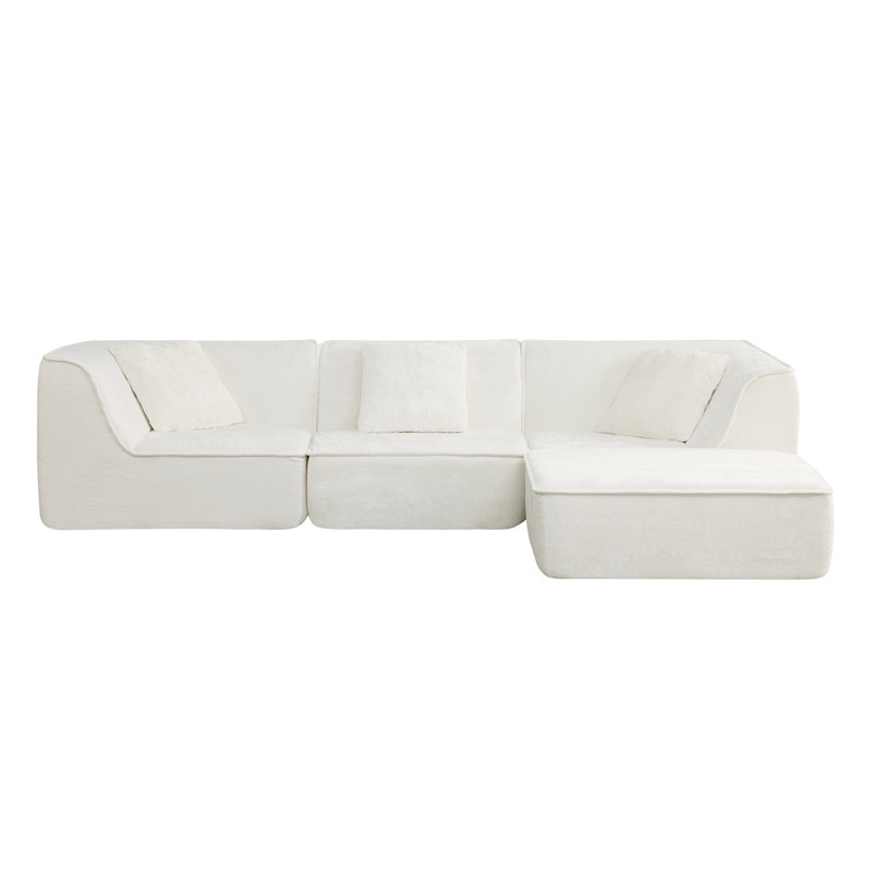 Athera 108" Cloud Compression Couch, Modular Sectional Sofa with Deep Seat, No Assembly Required, Cream