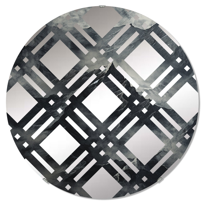 Montagnes Percolated Peaks I - Miroir décoratif à carreaux - MIR109790-Rond, 31,4 po x 31,4 po
