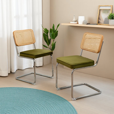 Dining Chairs Set Of 2,Accent Chairs With Chrome Legs, Modern Mid Century Breuer Designed Chairs