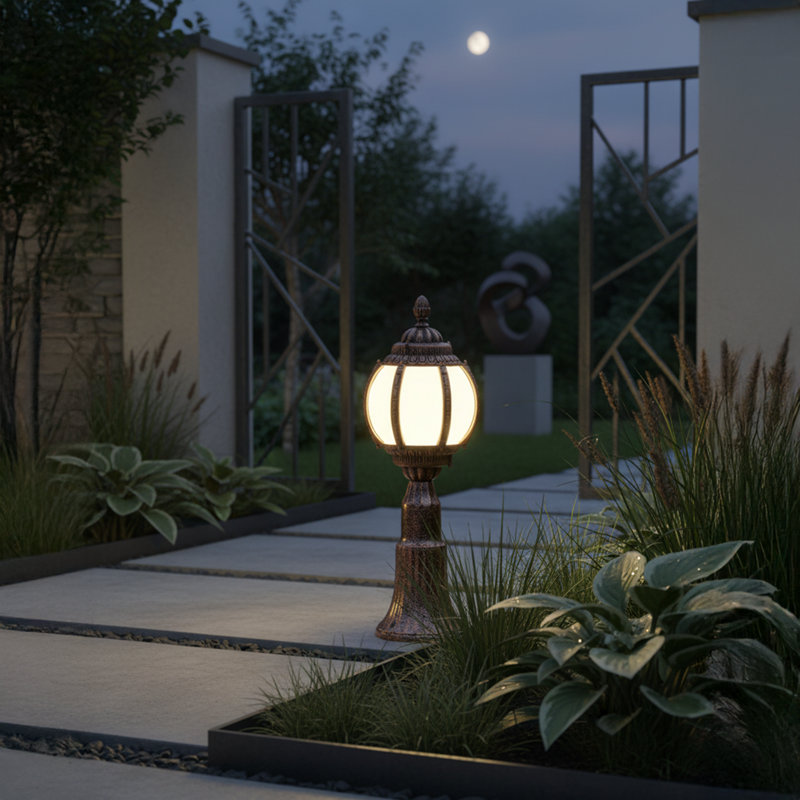 23.6'' Tall Vintage Globe Outdoor Floor Lamp