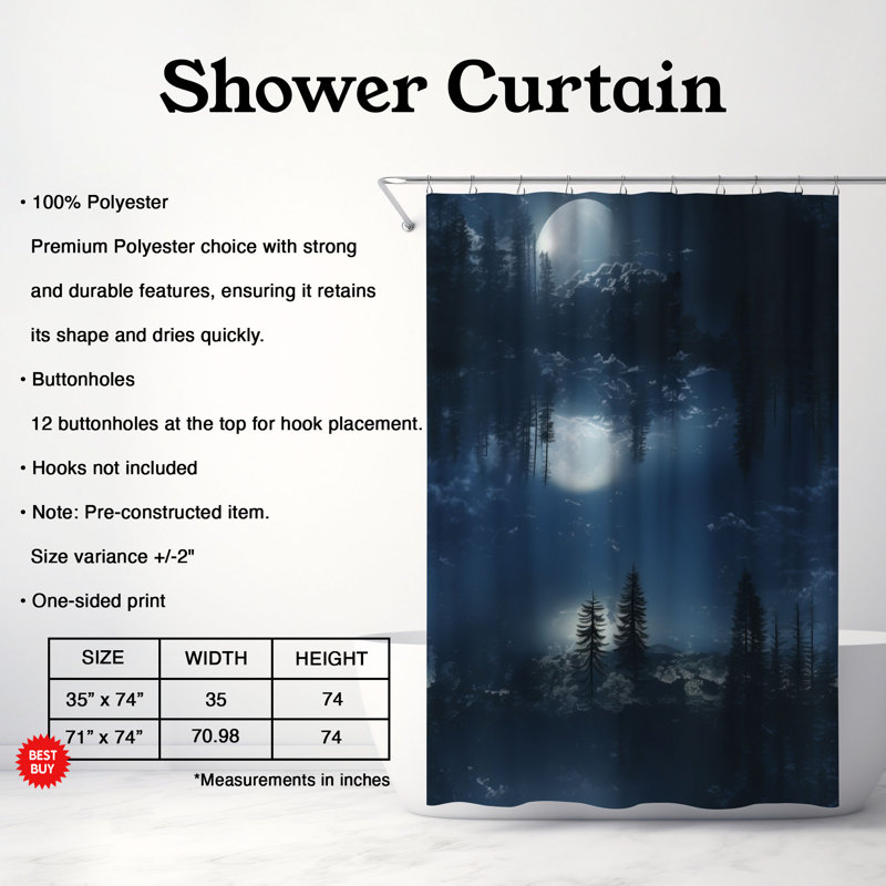 Rideau de douche Ibson, H 74 po x l 71 po